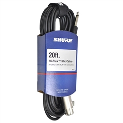 Shure C20AHZ 20ft 6m Hi-Flex Microphone Cable XLR to 1/4" Connector