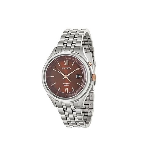 Seiko Men's SKA661 Stainless Steel Kinetic with Brown Dial Watch
