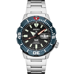 Seiko Men's Automatic PADI Prospex Monster 200M Black Dial Watch SRPE27