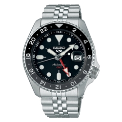 Seiko 5 Sports 42.5mm Black Dial Stainless Steel Men's Watch SSK001