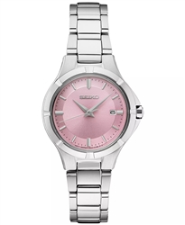 Seiko Essentials Pink Dial Women's 100M Watch SUR413 Date Calendar